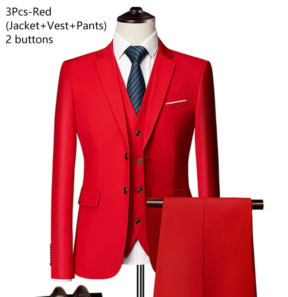 Hochzeitsanzüge für Männer, 3-teiliges Set, elegante Jacken, Weste, Hosen, Blazer, formelles Outfit, modisch, klassisch, komplettes 2024-Kostüm