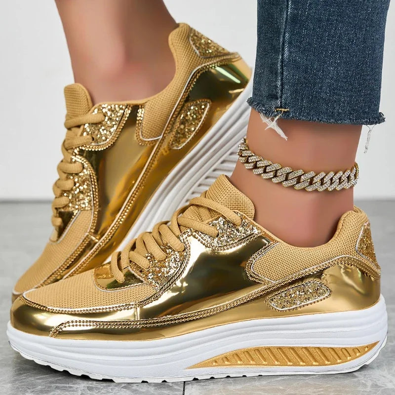 Mesh Breathable Women Casual Sneakers Lace-up Vulcanized Shoes Ladies Platform Sneakers Female Shoes Plus Size Zapatos De Mujer