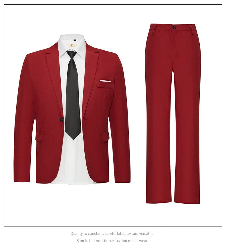 Herren Casual Hochzeitsanzug Slim Fit Zweiteiliges Set Sommer Neuer Stil Große Größe Business Formelle Kleidung Bequemes Oberteil und Hose