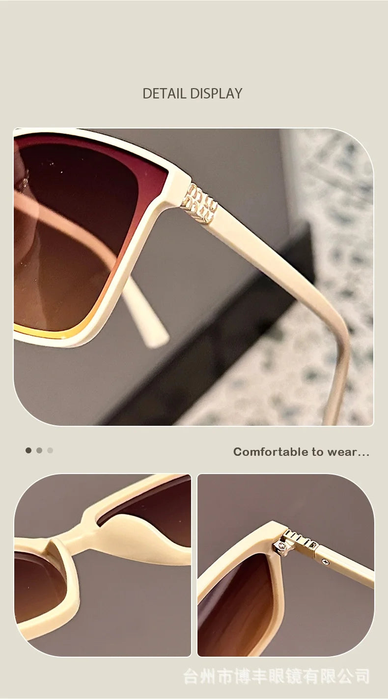Neue Designer-Sonnenbrille mit großem, quadratischem, dünnem Rahmen und Tempelbügeln im High-End-Stil für Damen DS-8162