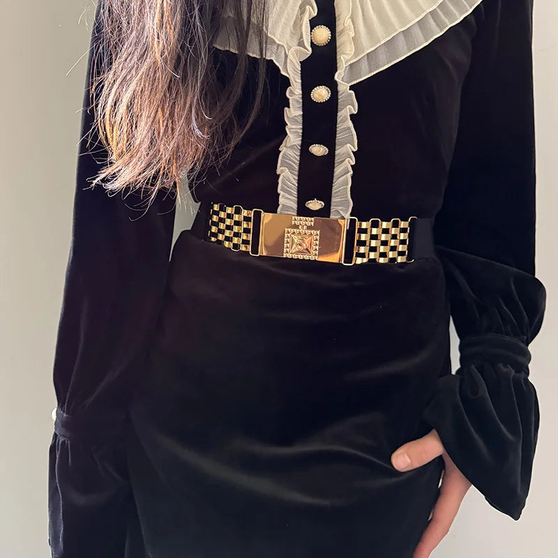 Golden Letter Waist Corset Belts Fashion Women's Metal Waistband Female Luxury Brands Designer Ladies Elastic Belt For Dress
