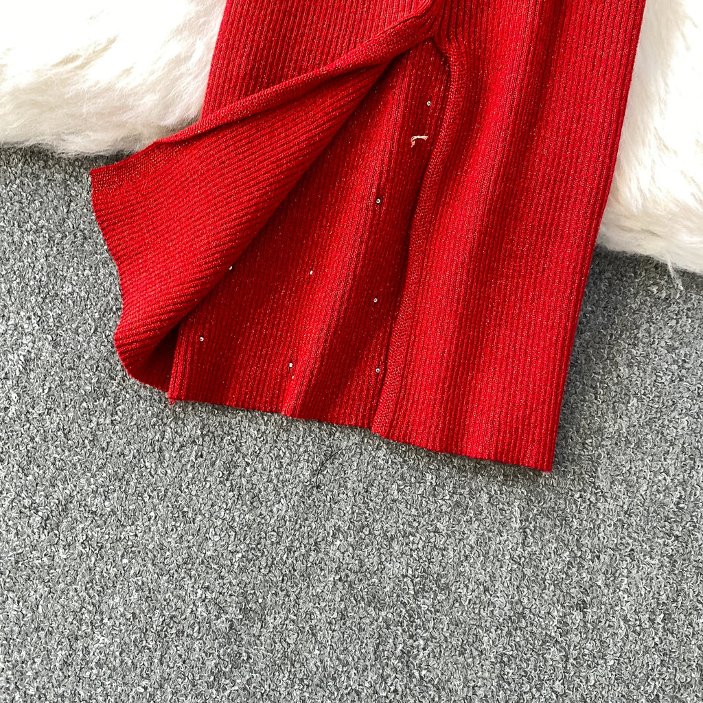 Schickes, sexy, elegantes, langärmliges, figurbetontes O-Ausschnitt-Kleid für Damen, koreanische Abendkleider für Modezeremonie