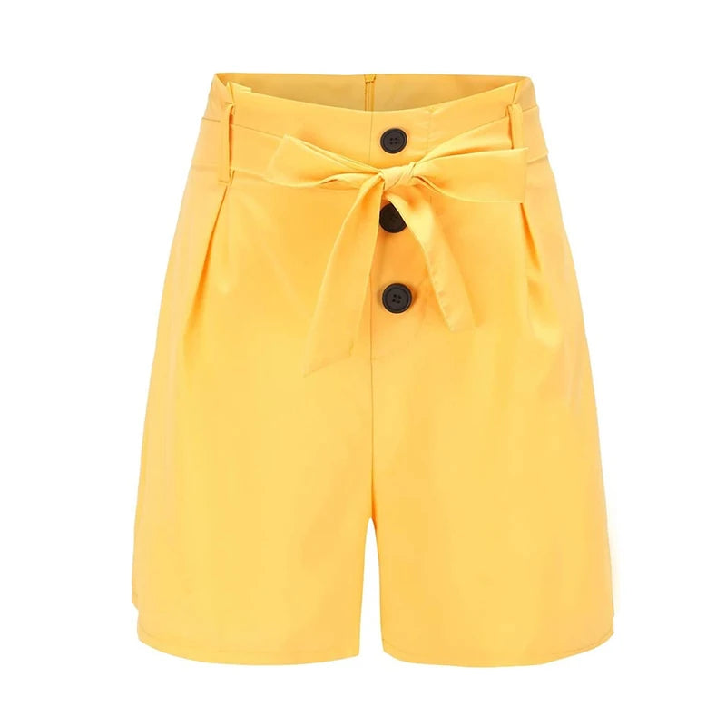 Y2K Solid Button Front Shorts Krawatte Taille Strand Sommer Hohe Taille Shorts Damenbekleidung