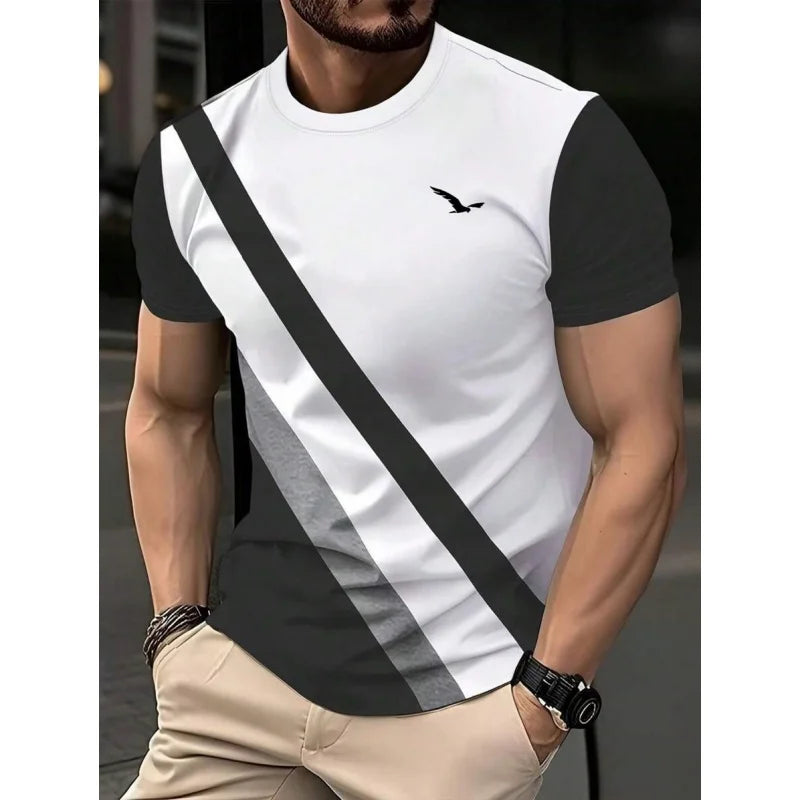3D Gedruckt Geometrische Spleißen T Shirt Für Männer Bunte Streifen Muster T-Shirts Sommer Casual Oansatz Tees Lose Kurzen Ärmeln