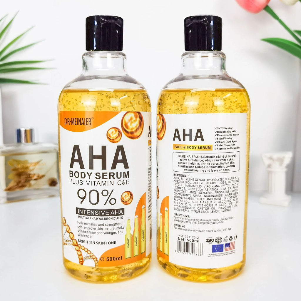 500 ml Hyaluronsäure-Gesichts- und Körperserum mit Vitamin C, Nikotinamid und AHA-Aufhellung, feuchtigkeitsspendend, fleckenkorrigierende Hautpflege