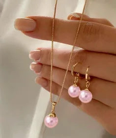 Mode Perlen Schmuck Set Für Frauen Baumeln Ohrringe Anhänger Halskette Einfache Zierliche Täglichen Tragen Outfit Party Zubehör