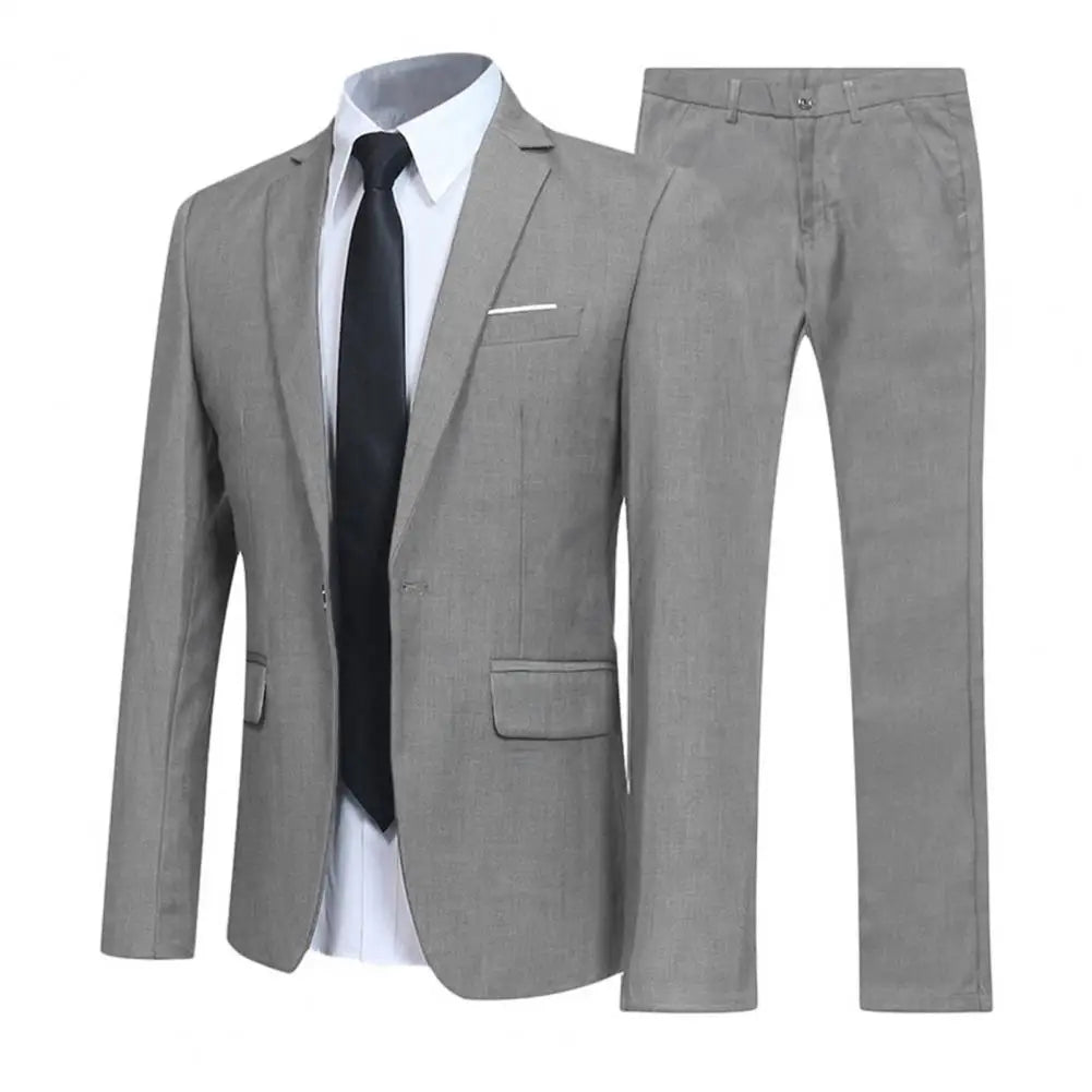 Herren lässig Boutique Business Anzug einfarbig Turndown Kragen Slim Fit Hochzeit Bräutigam Anzug Mantel Blazer Hose Anzug Herren Sets