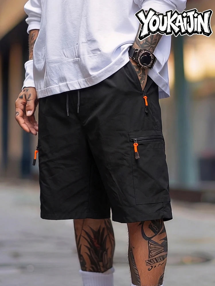 Herren Sommer Schnelltrocknende Cargo-Shorts Dünn Leichtgewichtig Elastischer Bund mit Kordelzug Reißverschlusstaschen Outdoor Wandern Freizeit EU-Größe