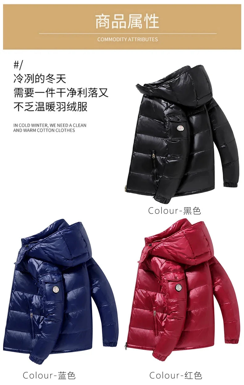 2024 Winter Neue Herren Puffer Jacke Mode Dicke Männer Frauen Ente Unten Jacke Im Freien Warme Casual Mäntel Feste Kapuze Mäntel