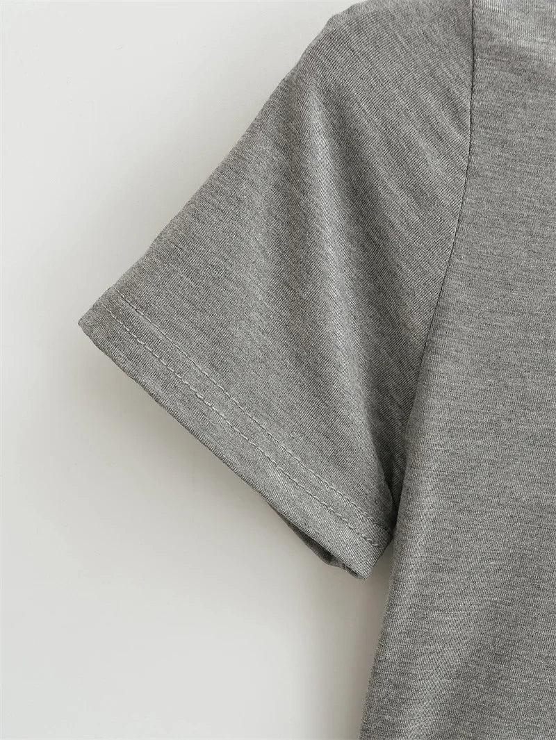 2025, neues, hochwertiges, lässiges T-Shirt, sexy, schlanke, kurze Ärmel, Modetrend, solide Damenbekleidung, Y2K-Tops