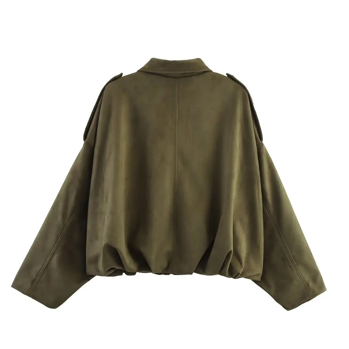 Wildlederjacke im Retro-Stil, Reißverschlusskragen, Oberbekleidung für Damen, mittlere Dicke, lange Ärmel, Street Fashion, lockere Passform, Herbst und Winter