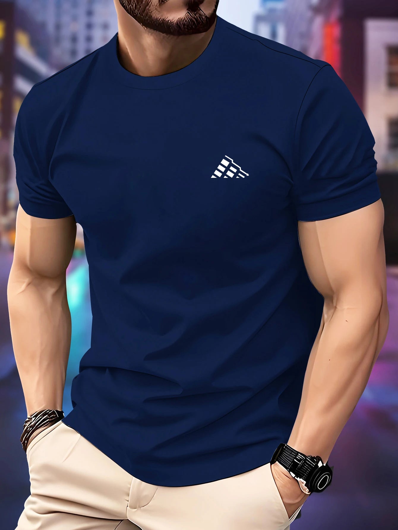Neues Herren-Lauf-T-Shirt für Frühling/Sommer, dünnes Oberteil, Trend-Kurvendruck, schnell trocknend, kurzärmelig, atmungsaktiv, Fitness-Sport-T-Shirt