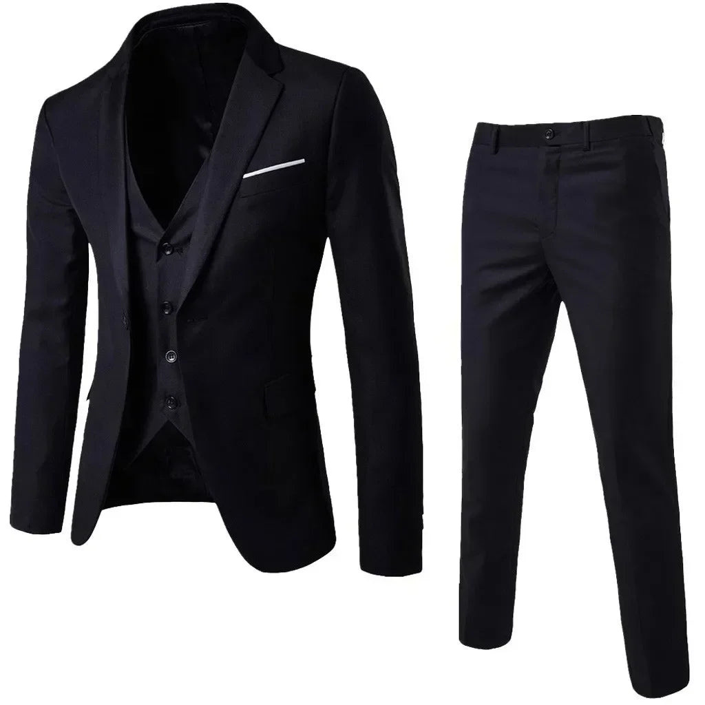Suits For Men 3 Pieces Set Elegant Wedding  Fashion Classic Full Jackets Vest Pants Blazers Outfit 2025 Formal Costume