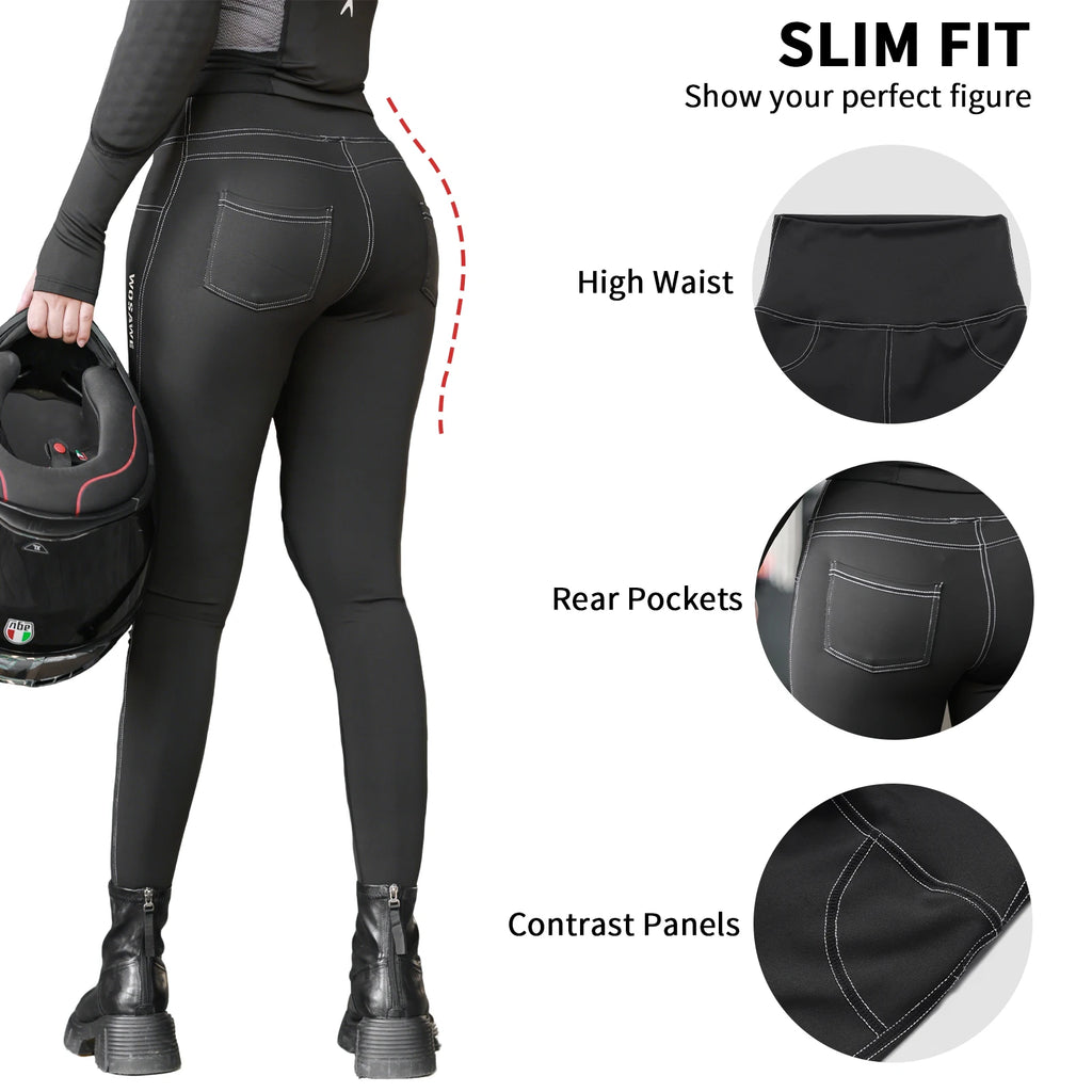 WOSAWE Damen-Motorradhose, schmale Passform, mit Offroad-Outdoor-Reithose mit CE-schützenden Knieschützern, Motocross-Motorradhose