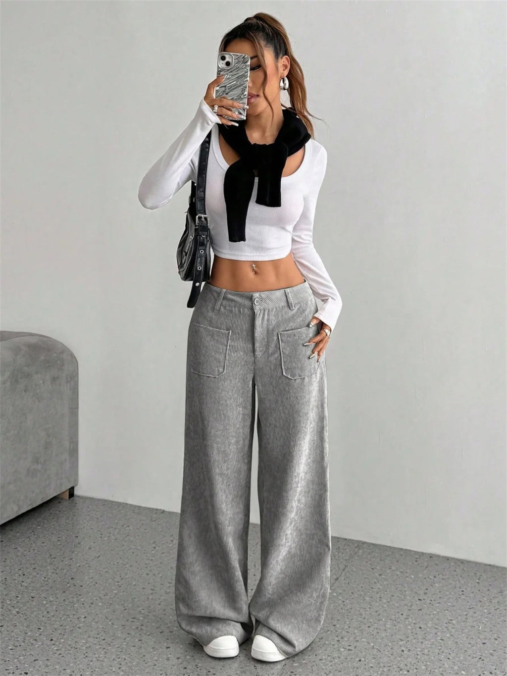 Women Autumn Winter Corduroy Pant Fashion Retro New In Wide Leg Trousers Lady Casual High Waist Solid Pants Street Chic Clothes