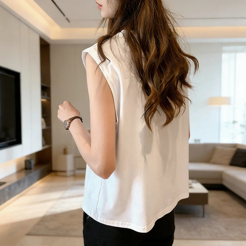 Damen-Tanktop, locker, ärmellos, Sommer, lässig, Weste, Basic, Alltag, T-Shirt, süßer Stil, geeignet für Studenten, dehnbar, weich, Damenbekleidung
