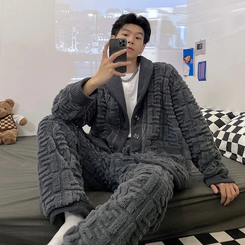 Neueste männer Winter Verdicken Warme Flanell Pyjamas Sets Männlichen Langarm Plus Größe Pyjamas Nachtwäsche Homewear Casual