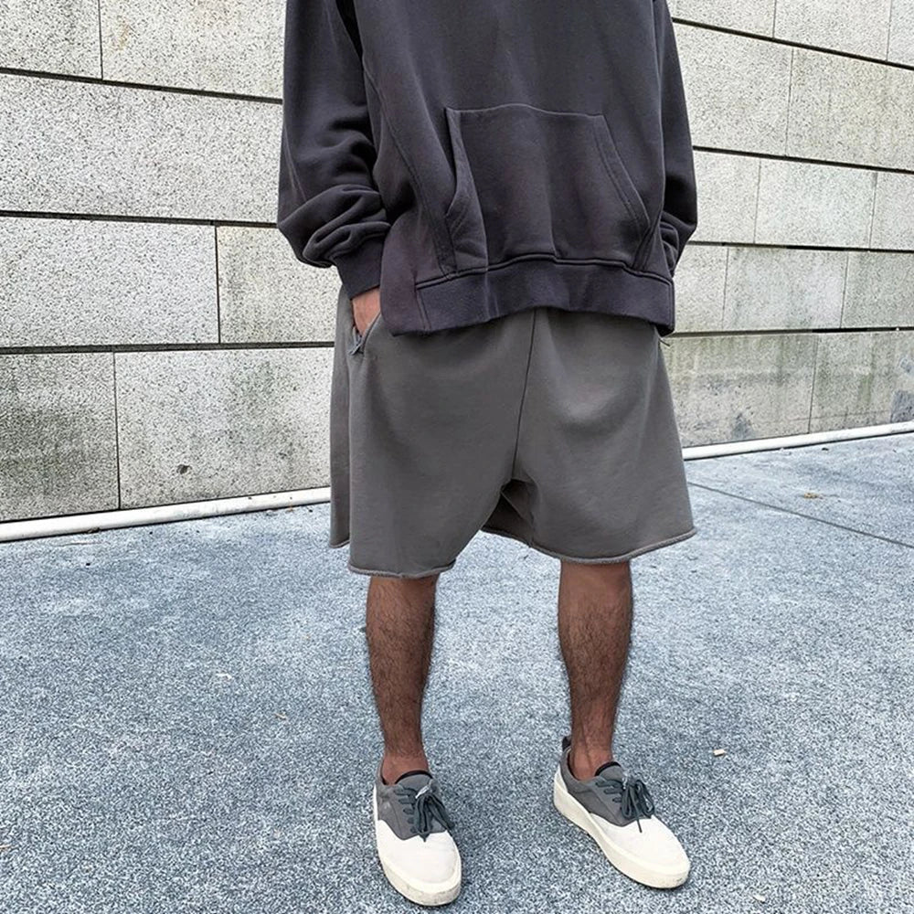 Herren dicke Baumwolle sportliche Laufs horts heben Bodybuilding Jogging hose Fitness kurze Jogger Gym schwarz Kanye Grey West Shorts