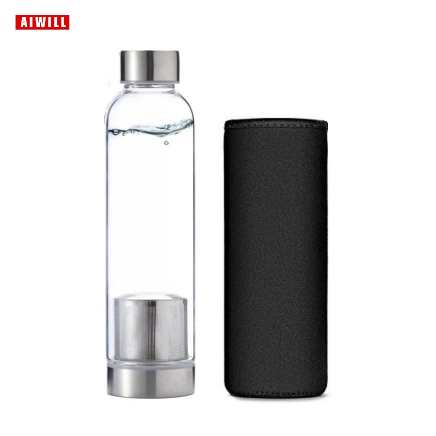 AIWILL Heißer Verkauf Glas Sport Wasser Flasche Mit Schutzhülle Tasche 280 ml/360 ml/550 ml Obst Outdoor fahrrad Flaschen Hohe Qualität