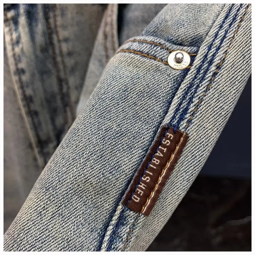 Jeans für Herren 2025, Frühling und Herbst, kleine zerrissene Jeans, Herren-Vintage-Hosen, trendige Marke, Harlan-Männerkleidung, Streetwear-Kleidung