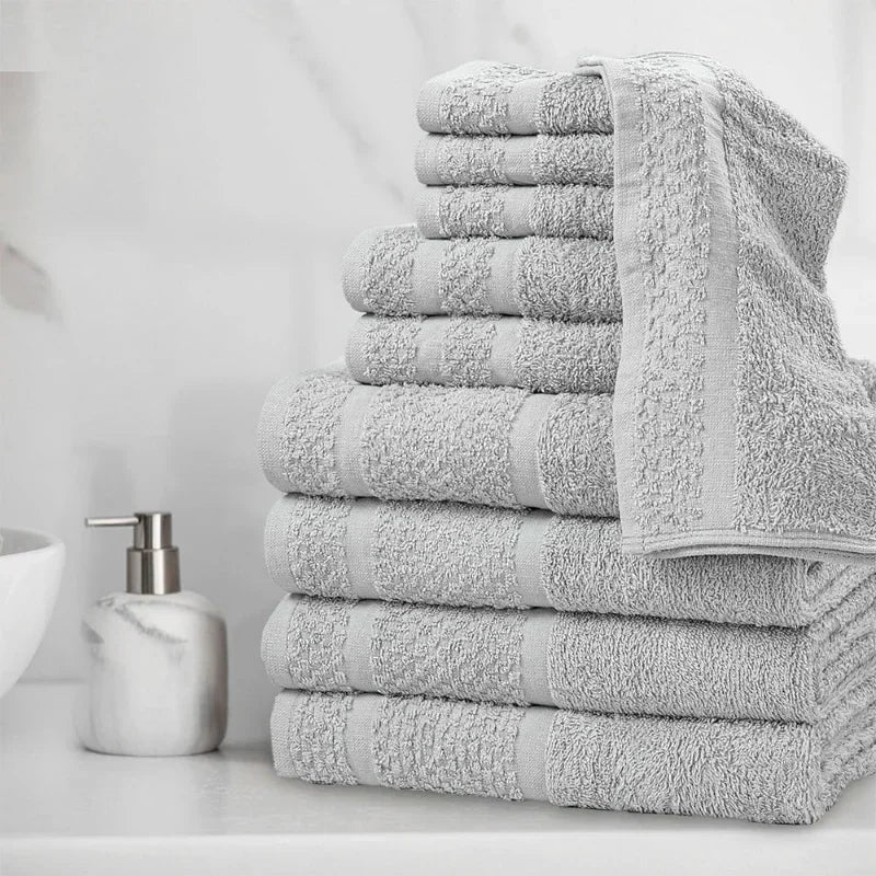 10-teiliges Handtuch-Set mit verbesserter Weichheit und Haltbarkeit, Grau