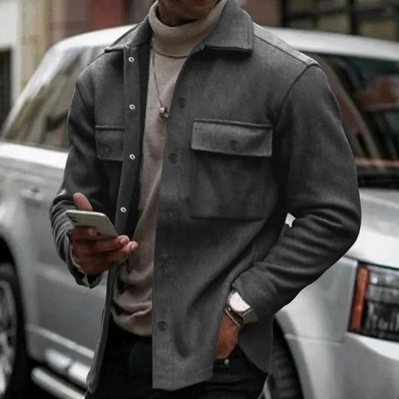 Winter europäische und amerikanische grenzüberschreitende lässige Herrenbekleidung Fleece-Revers europäische und amerikanische einreihige schmale Jacke