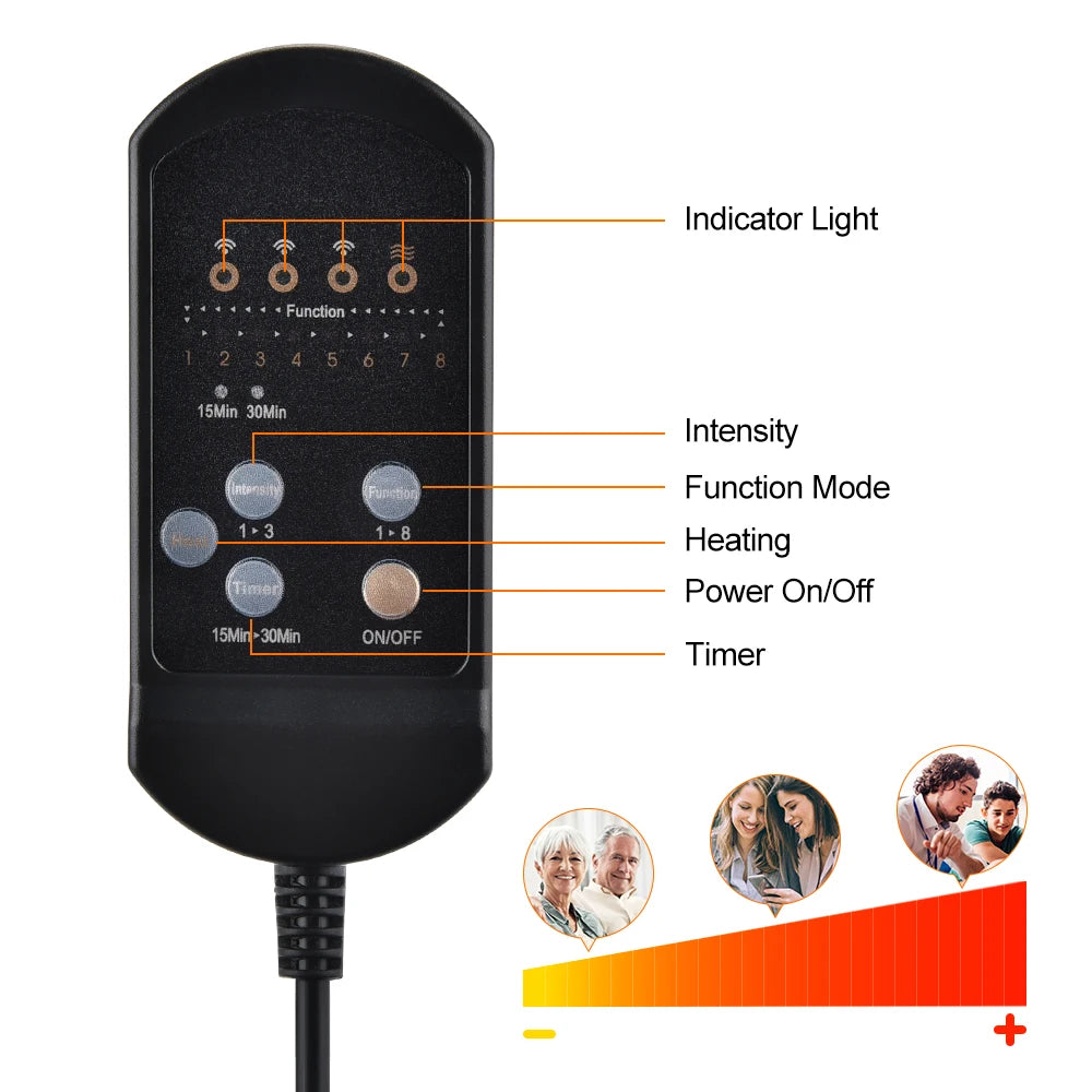 Electric Back Massager Infrared Full-Body Massage Chair Cushion Heating Vibrator Car Home Office Lumbar Neck Mattress Chair Mat