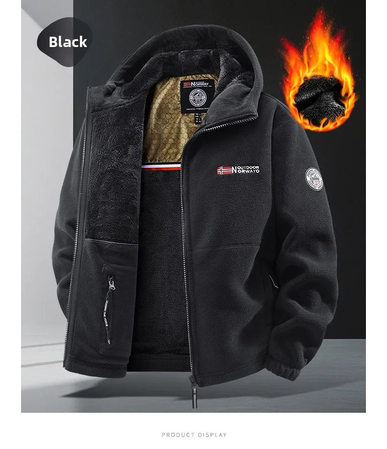 Unisex-Fleece-Sweatshirt-Jacke, norwegisch, warm, sportlich, Paar-Stil, große Größe, Studenten-Hoodie, Herrenjacke, jugendliches Design