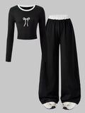 Langarm-Hosenanzug für Mädchen für Frühling und Herbst; Kinderhose mit geradem Bein für Mädchen mittlerer und ältere Menschen