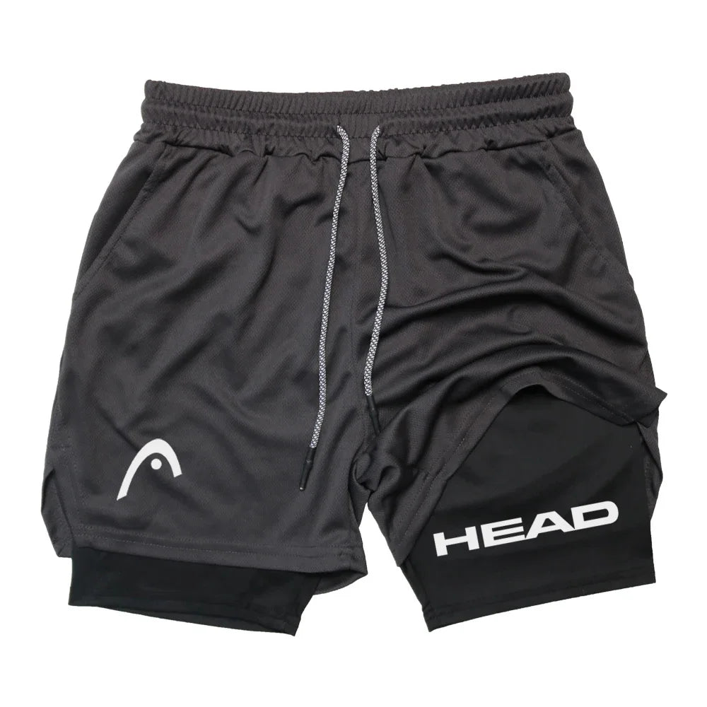 Anime Berserk Head Laufshorts für Herren, Fitness, Fitnessstudio, Training, 2-in-1, Sport, schnell trocknend, Training, Joggen, Doppeldeck, Sommer