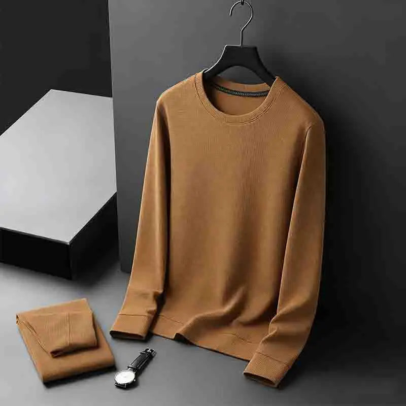 2026 Neuerscheinung Herren Basic Einfarbiger Rundhals-Pullover Atmungsaktiver Langarm-Strickpullover