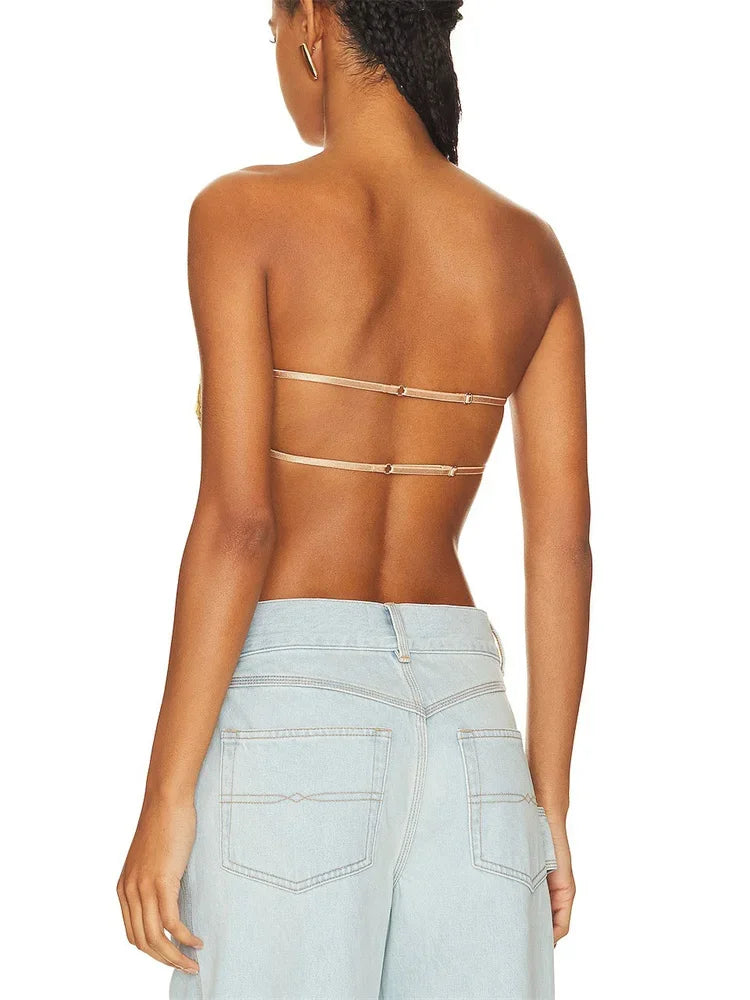 Sommer Sexy Pailletten Weste Top Weibliche Backless Strand Urlaub Kleidung Gestellte Y2k Rohr Tops Patchwork Shiny frauen Tank Top