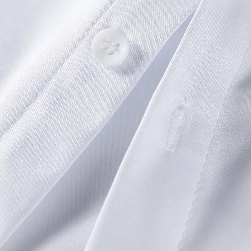 Neues, langärmliges, einfarbiges Business-Casual-Hemd für Herren, knitterfrei, knitterfrei, bequem, vielseitiges Oberteil für die ganze Saison