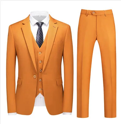Frühling Herbst Neue Mode Für Männer Einfarbig Dünne Anzug Sets Casual Trendy Business 3 Stück Sets Blazer Weste Hosen männlichen