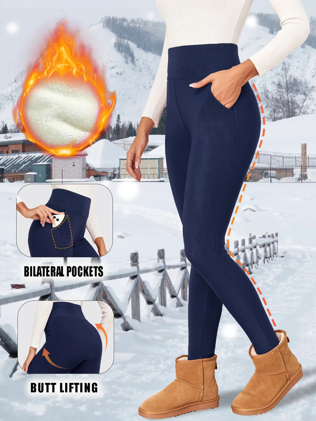 Taschen Dicke Winter Warme Leggings Frauen Hohe Taille Mallas Casual Samt Warme Leggings Verhindern Kälte Super Warme Hosen