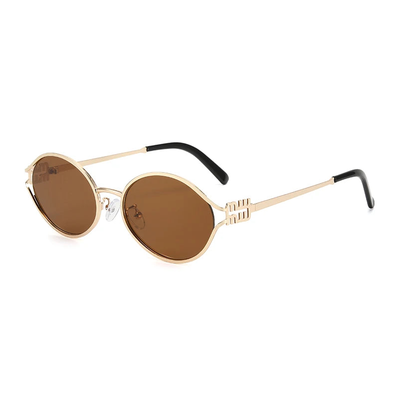 1-2PCS Neue Mode Marke Sonnenbrille Retro Kleine Rahmen Frau Mann Metall Cat Eye Brille Shades UV Schutz sonnenbrille mit Box