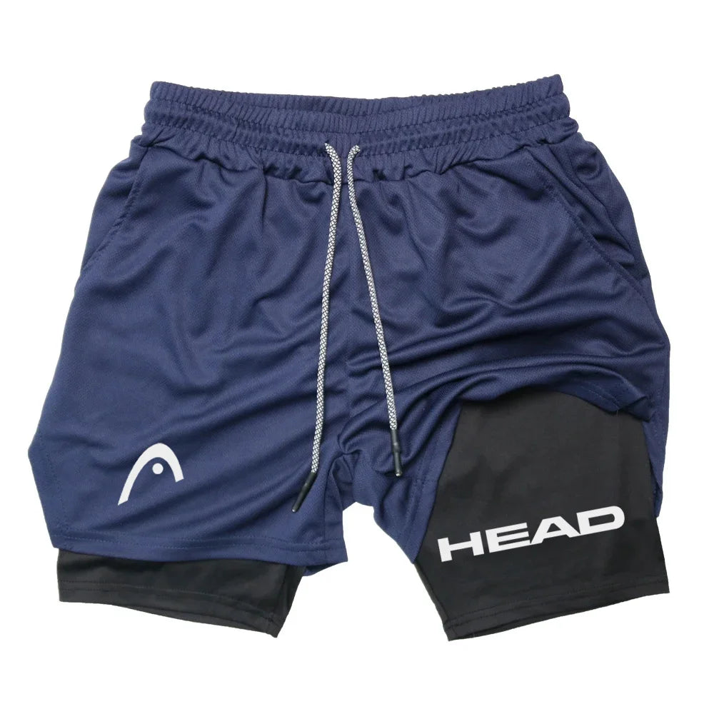 Anime Berserk Head Laufshorts für Herren, Fitness, Fitnessstudio, Training, 2-in-1, Sport, schnell trocknend, Training, Joggen, Doppeldeck, Sommer
