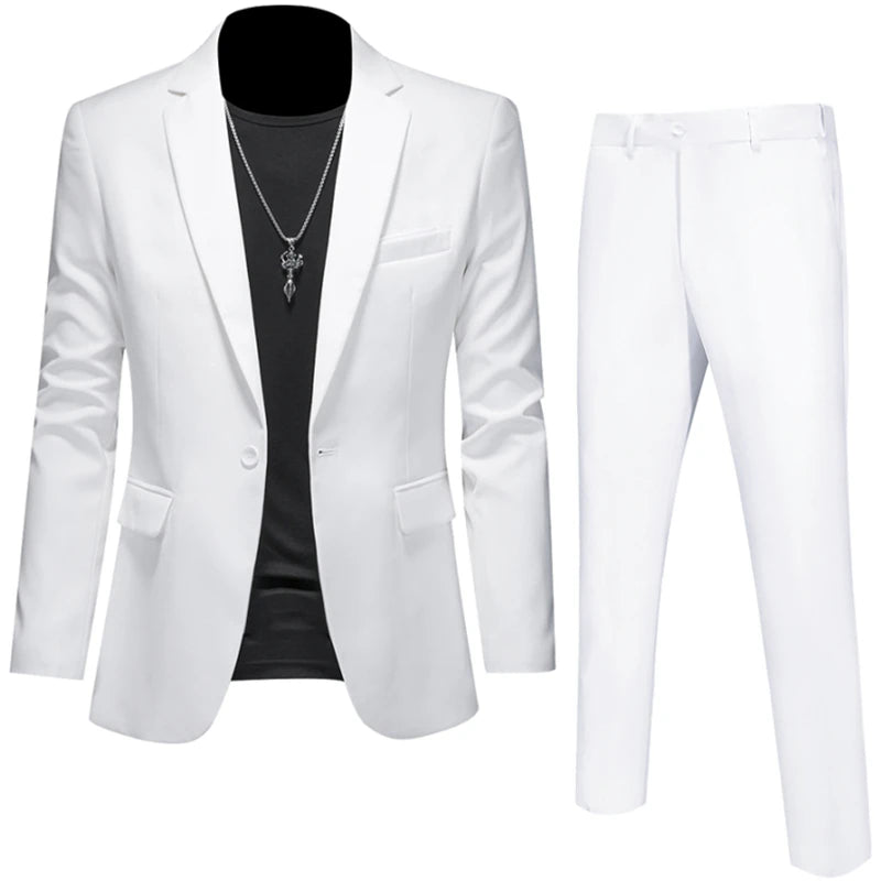 Plus Size 6XL 5XL Herrenanzug Mantel + 2-teilige Hose/Business Fashion Bürokleid/Slim Fit Hochwertiges Bräutigam-Hochzeitskleid-Anzug-Set