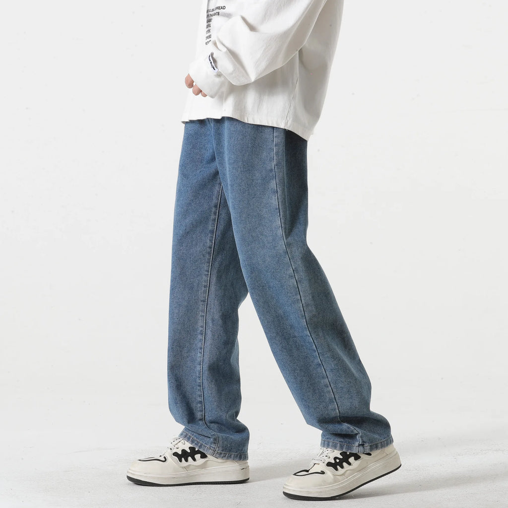 Jeans für Herren im Frühjahr und Sommer 2022, neuer Stil, Trend, gerade, vielseitige Freizeithose, lockere Hose mit weitem Bein