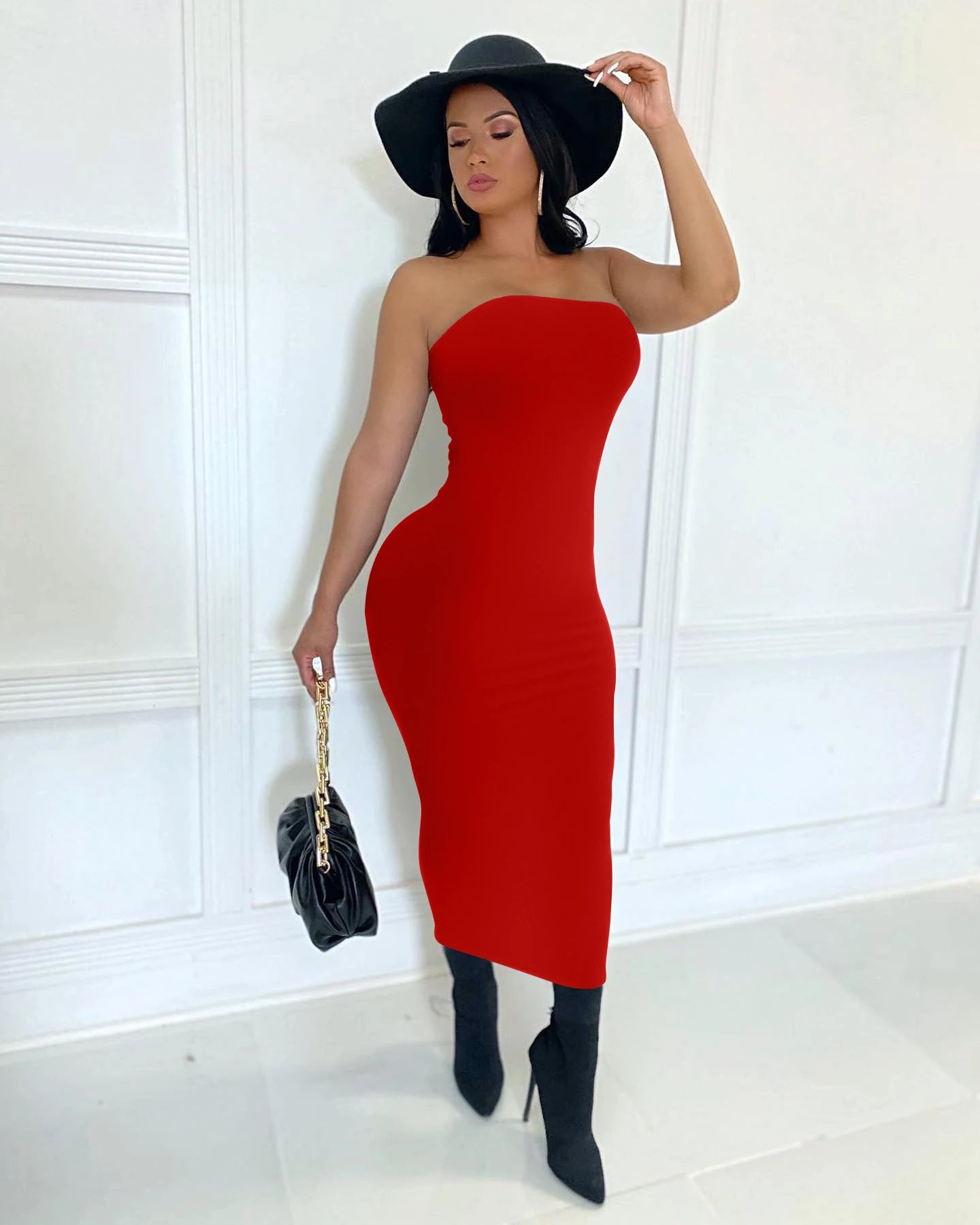 Sommer Damen Sexy ärmelloses, auf der Brust gewickeltes langes Strandkleid