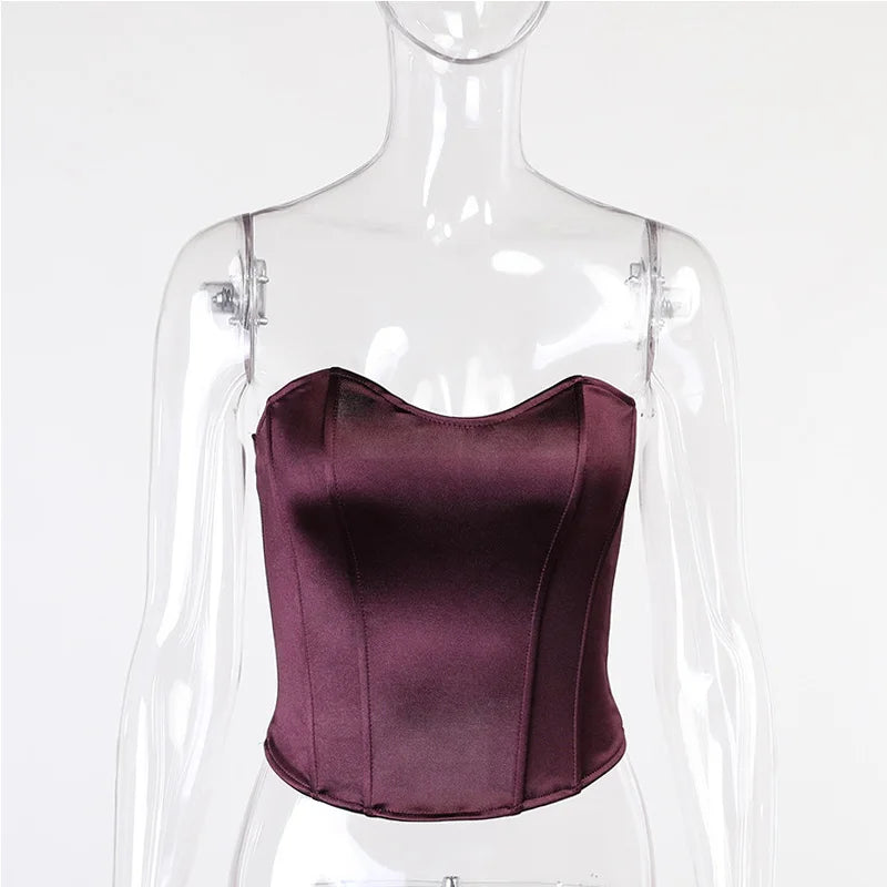 Sexy Frauen Rohr Tops Solide Ärmellose Dünne Dünne Korsett Gestellte Top 2024 Sommer Casual Elegante Weibliche Liebsten Weste