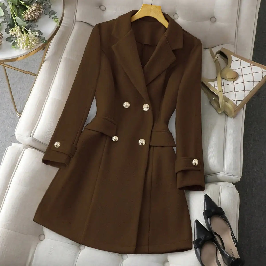 Brown women's wool coat, for work, commuting, office