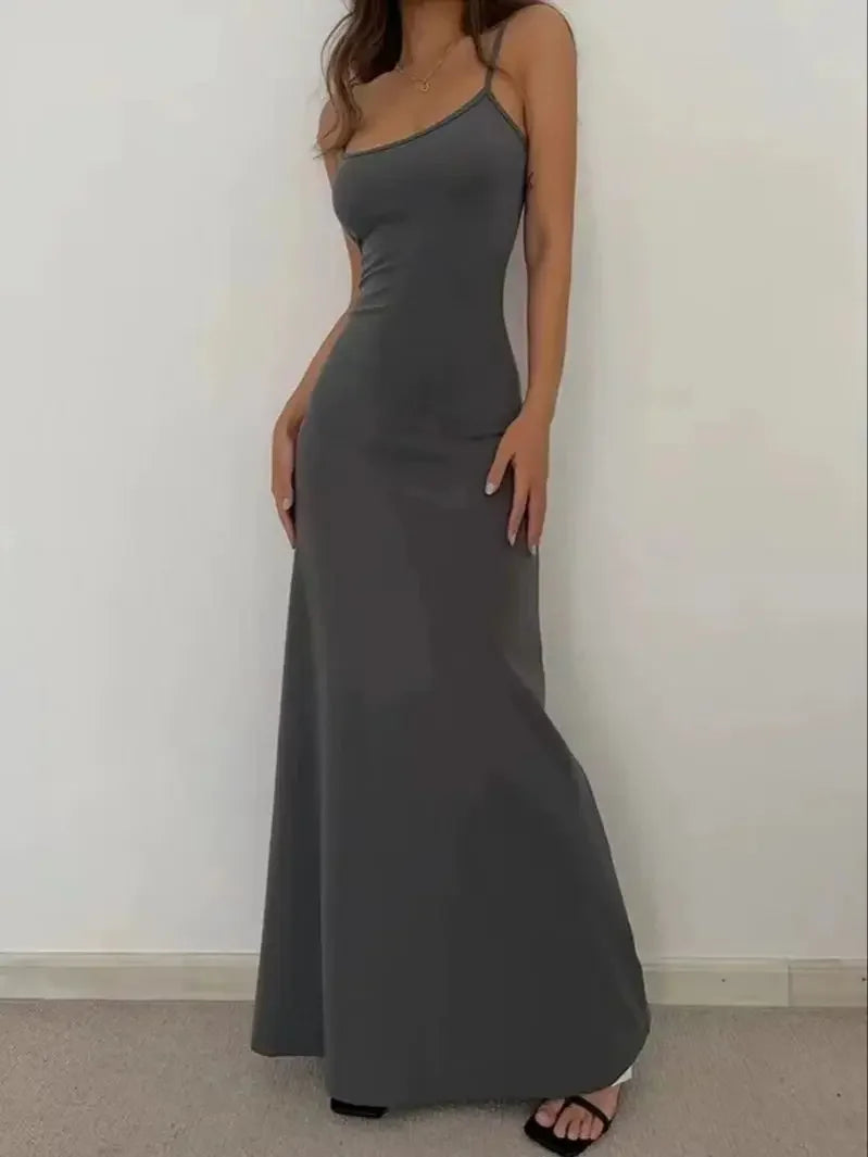 Sommer frauen neue stil modische einfache temperament schlinge lange backless dünne taille sexy süße würzige lange beiläufige kleid