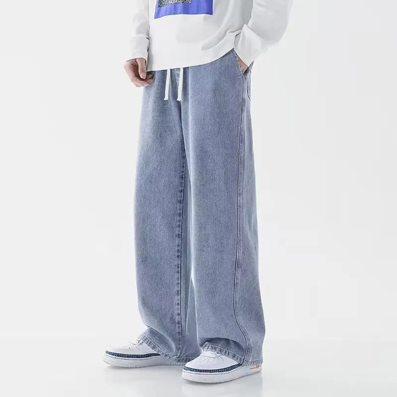 Jeans männer Frühling und Herbst 2025, Neue Lose High Street Gerade Breite bein Hosen Boden-drag Sommer beiläufige Lange Hosen Männer