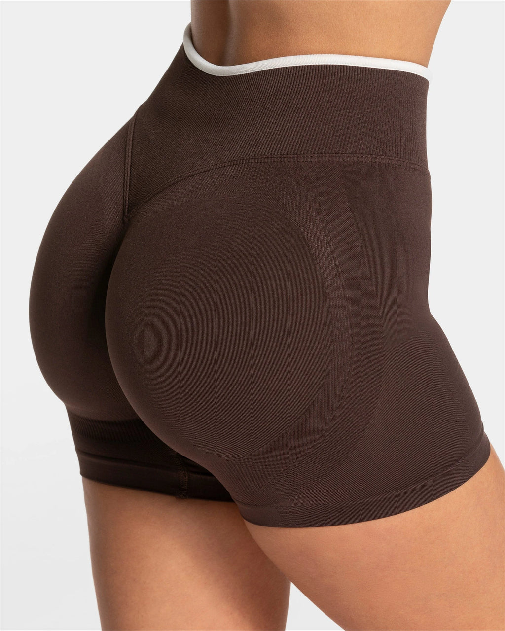 Frauen Nahtlose Gym Einfarbig Sport Shorts Weiß Taille Enge Hohe Taille Hüfte Heben Yoga Hosen Laufsport Shorts
