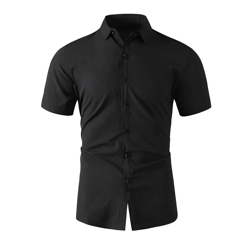 Neues Herren-Business-Casual-Hemd mit kurzen Ärmeln, einfarbig, für Sommermode, ohne Bügeln, bequemes und vielseitiges Oberteil