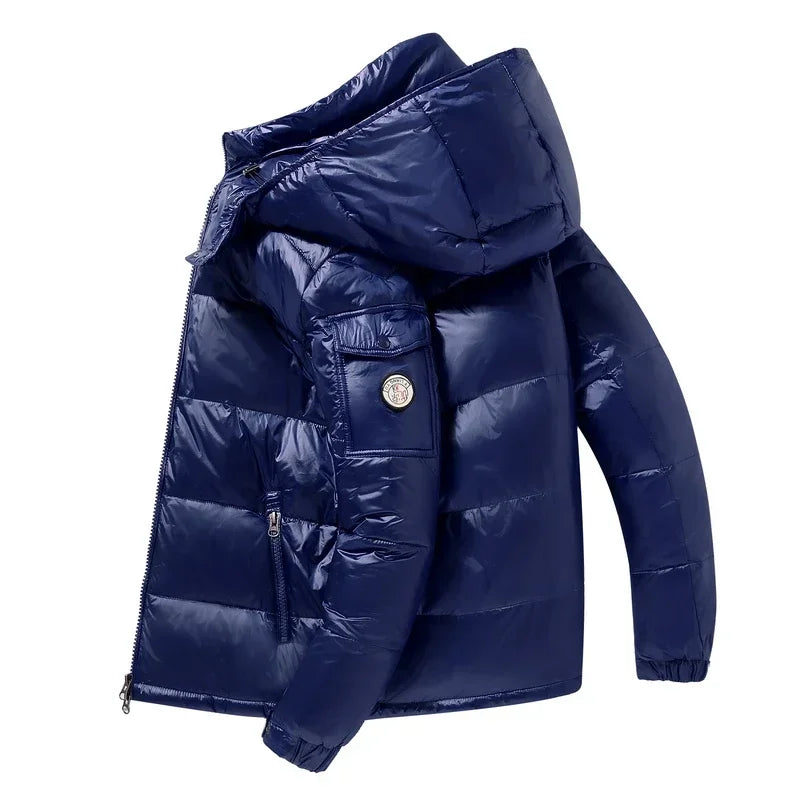 2024 Winter Neue Herren Puffer Jacke Mode Dicke Männer Frauen Ente Unten Jacke Im Freien Warme Casual Mäntel Feste Kapuze Mäntel