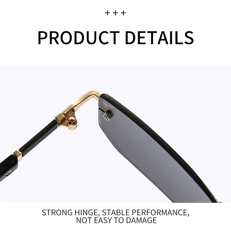 Randlose Sonnenbrille Rechteck Mode beliebte Frauen Männer Schatten kleine quadratische Sonnenbrille für weibliche männliche Sommer reisen Okulos