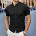 Neues Herren-Business-Casual-Hemd mit kurzen Ärmeln, einfarbig, für Sommermode, ohne Bügeln, bequemes und vielseitiges Oberteil