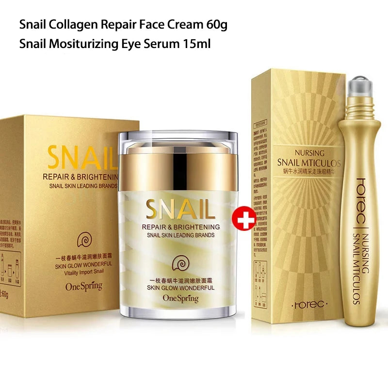 Hautpflege Schneckencreme Kollagencreme Anti Aging Haut aufhellen Gesichtscreme Verblassen dunkle Augenringe Entfernen Tränensäcke Augenserum